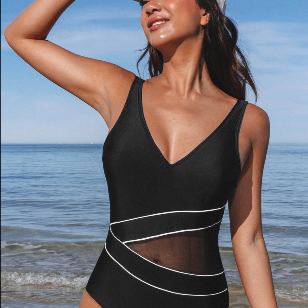 ‼️ Reduced  NWT * Cupshe Black Mesh One Piece Swimsuit